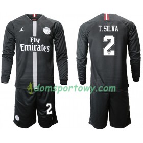 Koszulka Paris Saint-Germain T.SILVA 2 Jodan Czarny Dziecięcy Trzeci Koszulki Piłkarskie 2018-2019 Długi Rękaw
